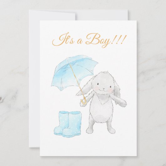 ** Sweet Blue Bunny Baby shower Uitnodiging (Voorkant)