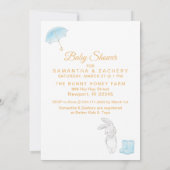 ** Sweet Blue Bunny Baby shower Uitnodiging (Achterkant)