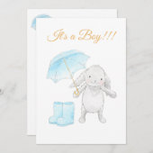 ** Sweet Blue Bunny Baby shower Uitnodiging (Voorkant / Achterkant)