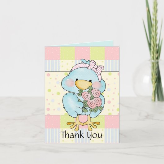 Sweet Blue Chick Baby Hartelijk dank Bedankkaart (Voorkant)