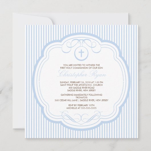 Sweet Blue Cross Boy Communitation Kaart (Voorkant)