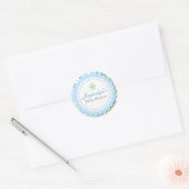 Sweet Blue Daisy Flowers Chic Boy Baby shower Ronde Sticker (Envelop)