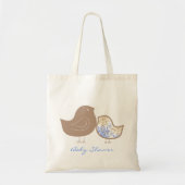 Sweet Blue Damask Chicks Boy Baby shower Canvas ta Tote Bag (Voorkant)