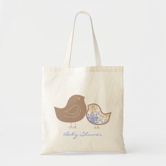 Sweet Blue Damask Chicks Boy Baby shower Canvas ta Tote Bag (Voorkant)