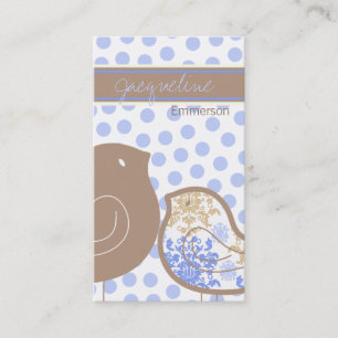 Sweet Blue Damask Chicks Polka Dots Whimsical Visitekaartje