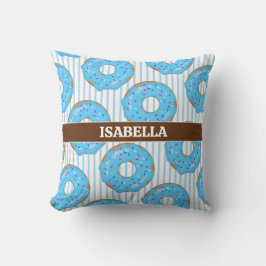 Sweet Blue Donut Throw Pillow Kussen