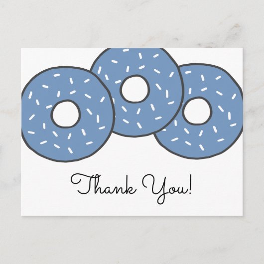 Sweet Blue Donuts Baby shower Sprinkle Dank je Uitnodiging Briefkaart (Voorkant)