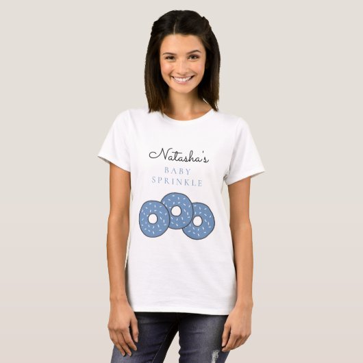Sweet Blue Donuts Baby shower Sprinkle T-shirt (Voorkant volledig)