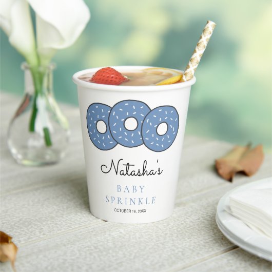 Sweet Blue Donuts Baby Sprinkle Shower Papieren Bekers (Insitu)