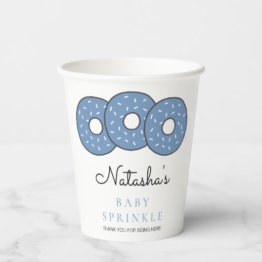 Sweet Blue Donuts Baby Sprinkle Shower Papieren Bekers (Achterkant)