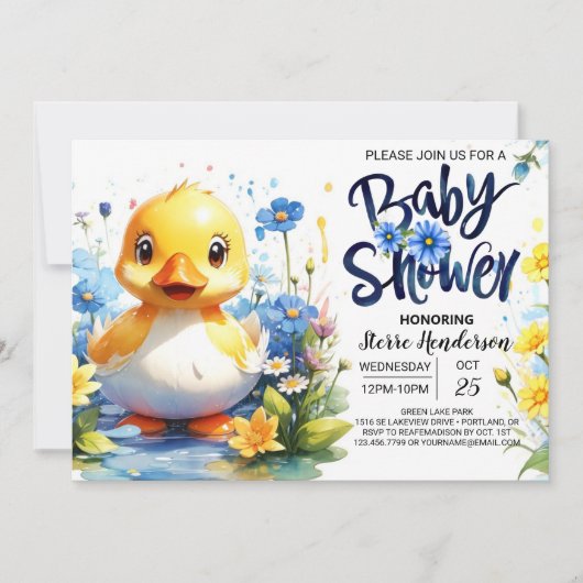 Sweet Blue Duckling Baby shower Kaart (Voorkant)