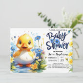 Sweet Blue Duckling Baby shower Kaart (Staand voorkant)