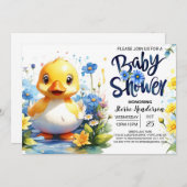 Sweet Blue Duckling Baby shower Kaart (Voorkant / Achterkant)