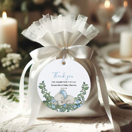 Sweet Blue Elephant Baby shower Bedankt Bedankjes Labels
