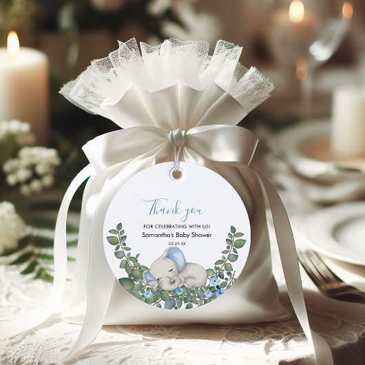 Sweet Blue Elephant Baby shower Bedankt Bedankjes Labels