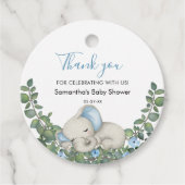 Sweet Blue Elephant Baby shower Bedankt Bedankjes Labels (Voorkant)