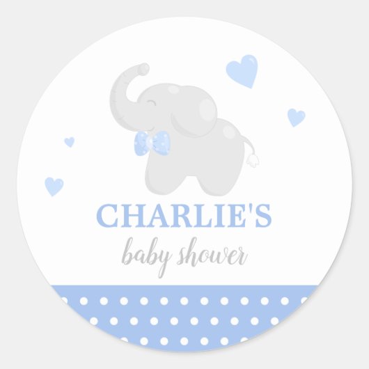 Sweet Blue Elephant Baby shower Boy Sticker (Voorkant)