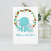 Sweet Blue Elephants Moederdag Flat Kaart (Staand voorkant)