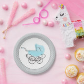 Sweet Blue en Grey Baby Pram Paper Bord (Feest)