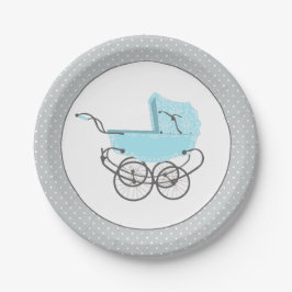 Sweet Blue en Grey Baby Pram Paper Bord