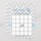 Sweet Blue en Grey Elephant Baby shower Bingo (Voorkant / Achterkant)