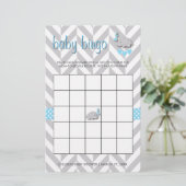 Sweet Blue en Grey Elephant Baby shower Bingo Briefpapier (Staand voorkant)