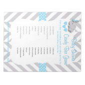 Sweet Blue en Grey Elephant Baby shower - Game Notitieblok (Voorkant)