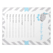 Sweet Blue en Grey Elephant Baby shower - Vernisse Notitieblok (Voorkant)