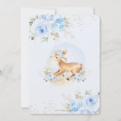 Sweet Blue Floral Baby Herten Fawn Boy Baby shower Kaart (Achterkant)