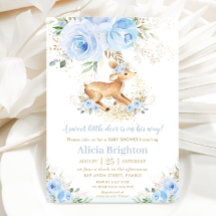 Sweet Blue Floral Baby Herten Fawn Boy Baby shower