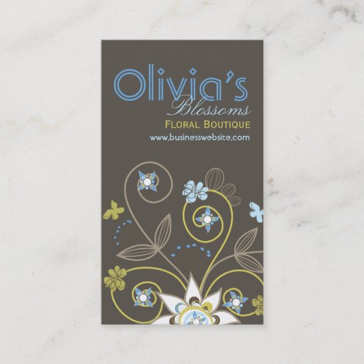 Sweet Blue Floral Bloesems Profiel Kaart Visitekaartje (Voorkant)