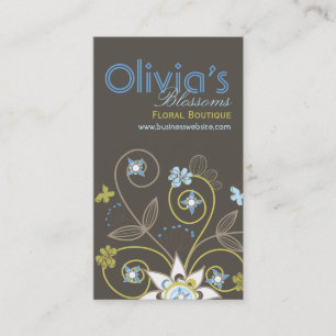 Sweet Blue Floral Blossom Flowers Profile Card Visitekaartje