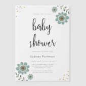 Sweet Blue Floral en Confetti Baby shower Vellum Uitnodigingen (Voorkant)