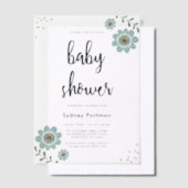 Sweet Blue Floral en Confetti Baby shower Vellum Uitnodigingen (Offset)