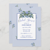 Sweet Blue Floral Invite Kaart (Voorkant / Achterkant)