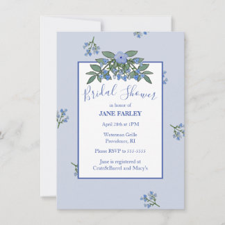 Sweet Blue Floral Invite Kaart