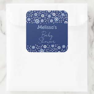 Sweet Blue Geometric Circles Baby shower Vierkante Sticker