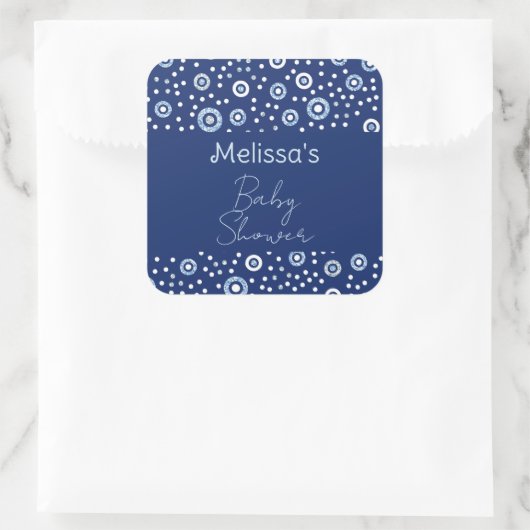 Sweet Blue Geometric Circles Baby shower Vierkante Sticker (Tas)
