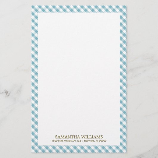 Sweet Blue Gingham Pattern Briefpapier (Voorkant)