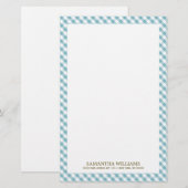 Sweet Blue Gingham Pattern Briefpapier (Voorkant / Achterkant)