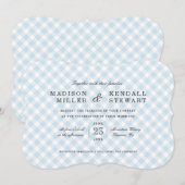 Sweet Blue Gingham | Uitnodiging tot weddenschappe (Voorkant / Achterkant)