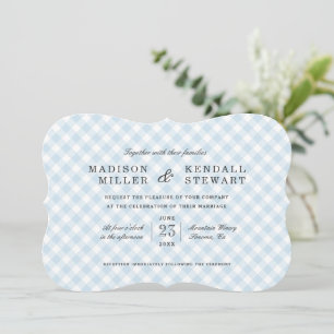 Sweet Blue Gingham   Uitnodiging tot weddenschappe