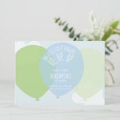 Sweet Blue Green Eerste Jongen Verjaardag Ballon P Kaart (Staand voorkant)