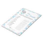 Sweet Blue & Grey Elephant Baby shower Word Game 2 Notitieblok (Schuin)