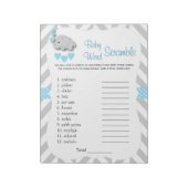 Sweet Blue & Grey Elephant Baby shower Word Game Notitieblok (Linkerzijde)