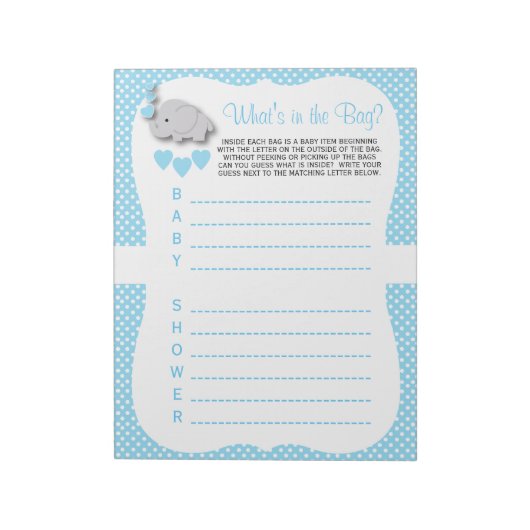 Sweet Blue & Grey Elephant Baby Wat zit er in de t Notitieblok (Linkerzijde)