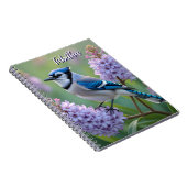 Sweet Blue Jay op Lilacs gepersonaliseerd Notitieboek (Rechterzijde)