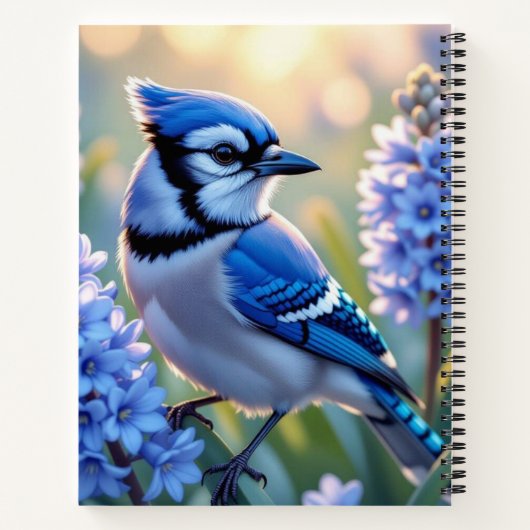 Sweet Blue Jay op Lilacs gepersonaliseerd Notitieboek (Achterkant)