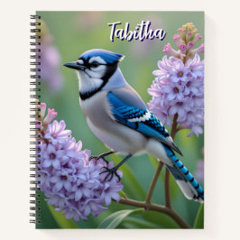 Sweet Blue Jay op Lilacs gepersonaliseerd Notitieboek
