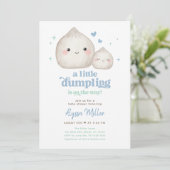 Sweet Blue Little Dumpling Baby shower Kaart (Staand voorkant)